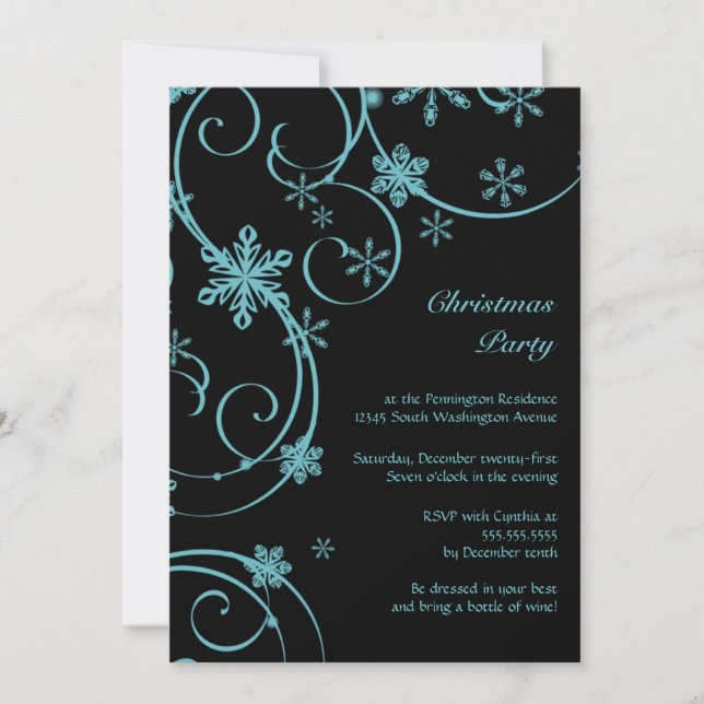 Invitation à la fête de Noël des flocons de neige  (Devant)