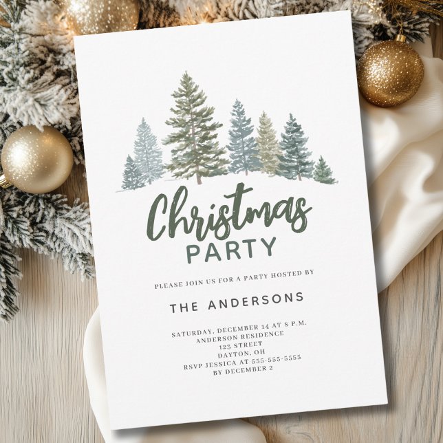 Invitation à la fête de Noël des pins rustiques (Créateur téléchargé)