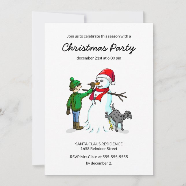 Invitation à la fête de Noël des Snowmans (Devant)