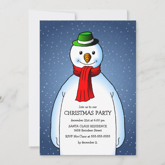 Invitation à la fête de Noël des Snowmans (Devant)