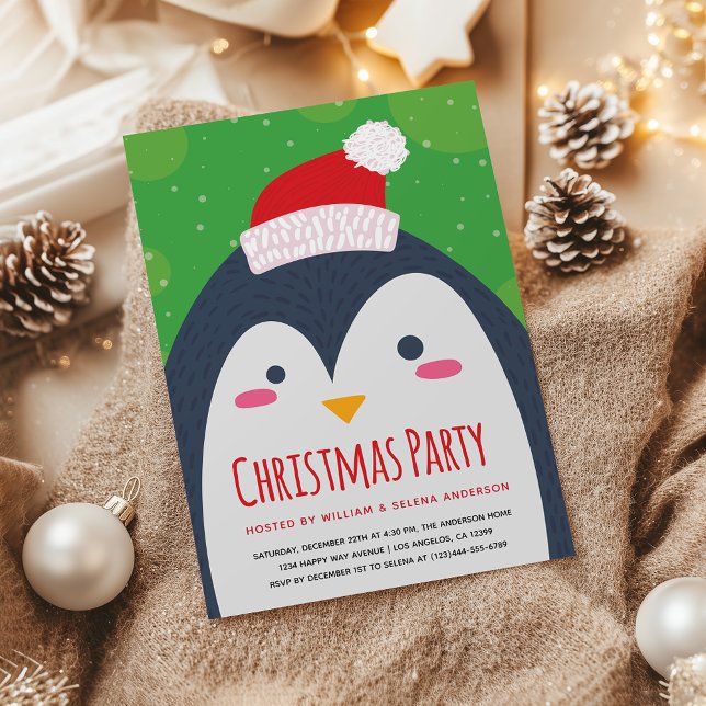Invitation à la fête de Noël du mignon Penguin (Créateur téléchargé)