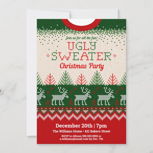 Invitation à la fête de Noël du pull moche (Devant)