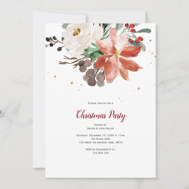Invitation à la fête de Noël, Élégante, fête de No (Devant)