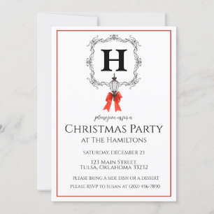 Invitation à la fête de Noël en bande rouge lanter