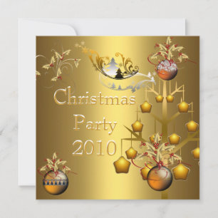 Invitation à la fête de Noël en or Xmas