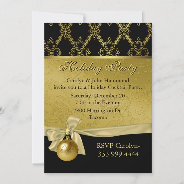 Invitation à la fête de Noël et de l'or (Devant)