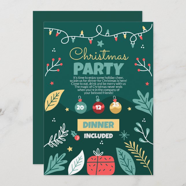 Invitation à la fête de Noël, fête de Noël (Devant / Derrière)