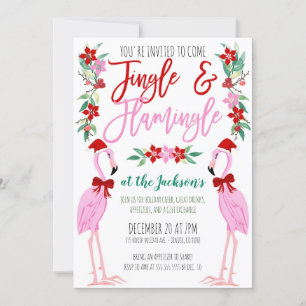 Invitation à la fête de Noël Flamant rose