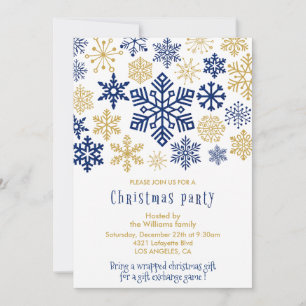 Invitation à la fête de Noël Flocons chic