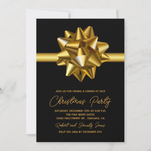 Invitation à la fête de Noël Gold Bow