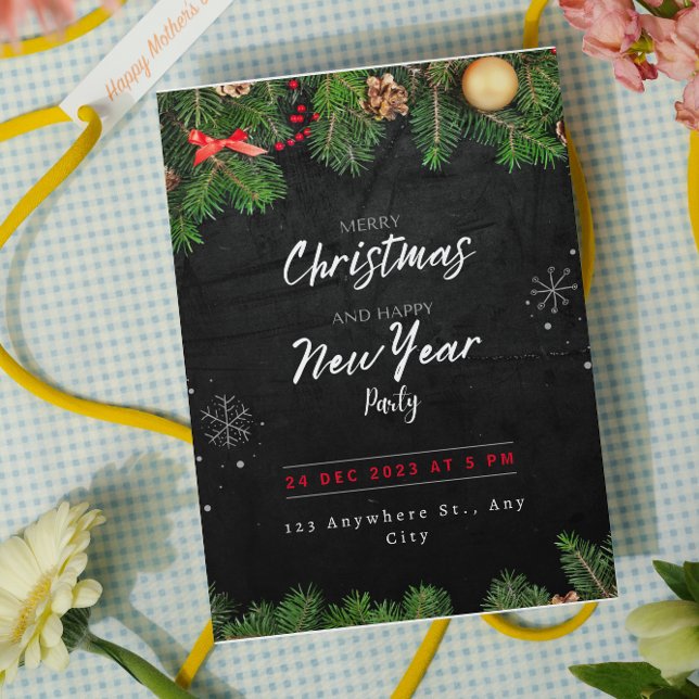 Invitation à la fête de Noël Green Black (Créateur téléchargé)