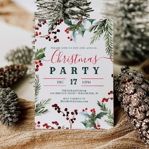 Invitation à la fête de Noël Holiday Holly