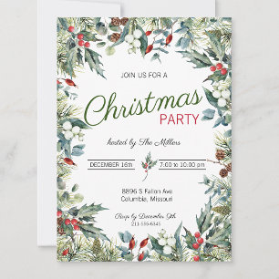 Invitation à la fête de Noël Holly et Ivy