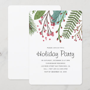 Invitation à la fête de Noël Holly Foliage Waterco