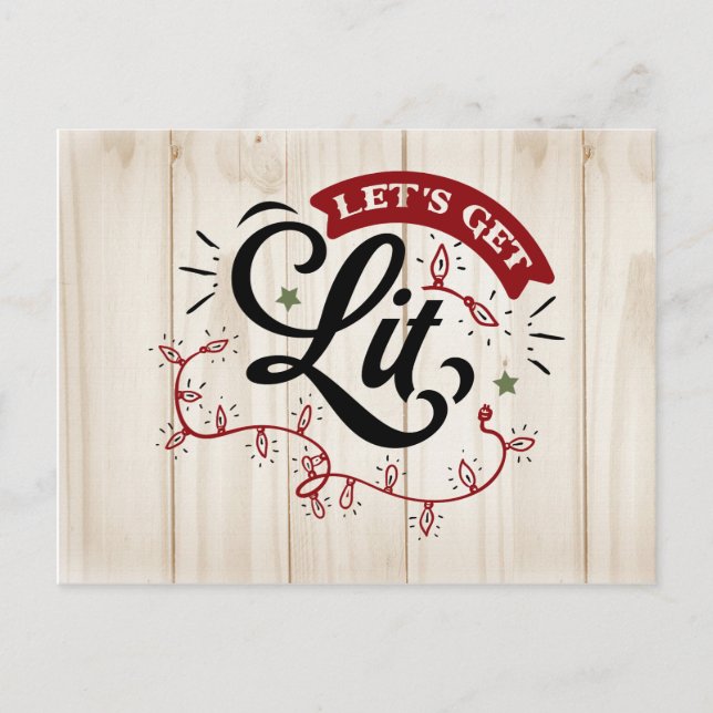 Invitation à la fête de Noël Let's Get Lit | (Devant)