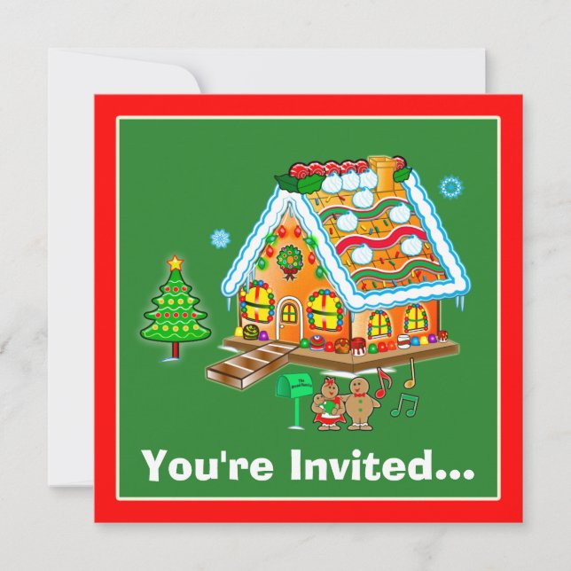 Invitation à la fête de Noël : Maison de pain d'ép (Devant)