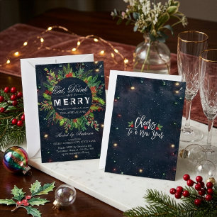 Invitation à la fête de Noël Manger Boire et se Ré