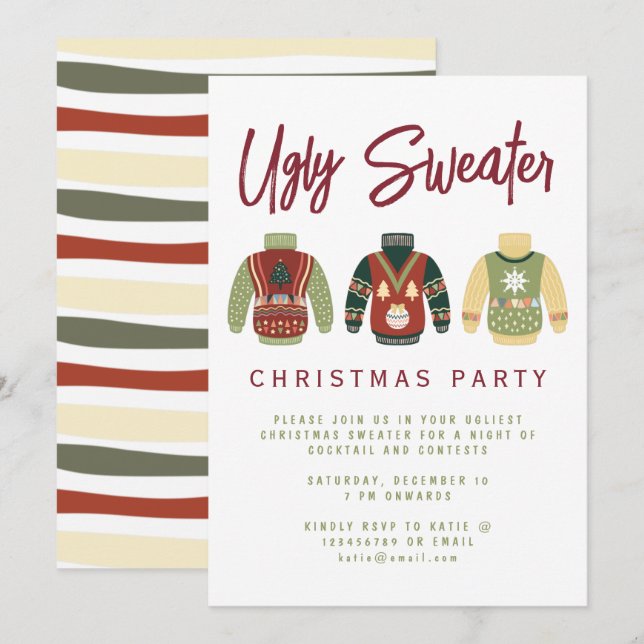 Invitation à la fête de Noël moche moderne (Devant / Derrière)