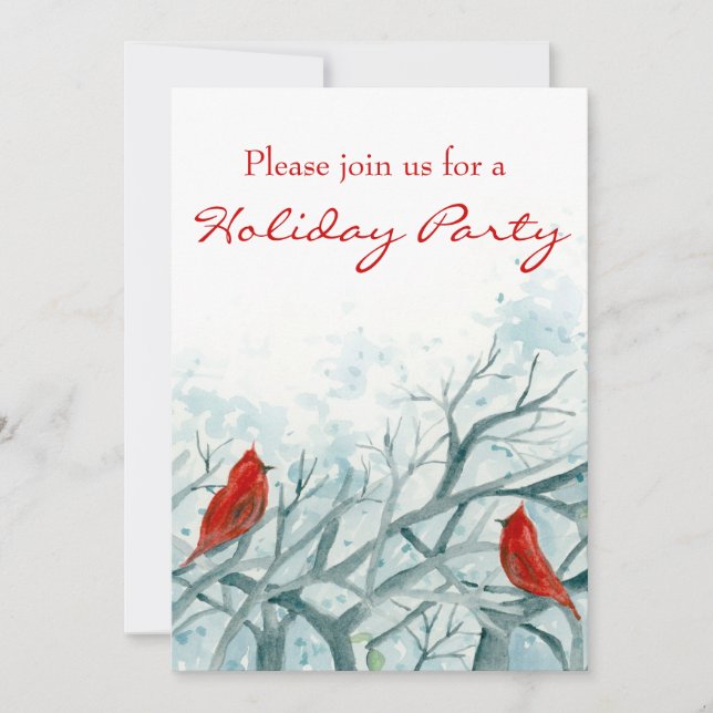 Invitation à la fête de Noël Oiseaux cardinaux rou (Devant)
