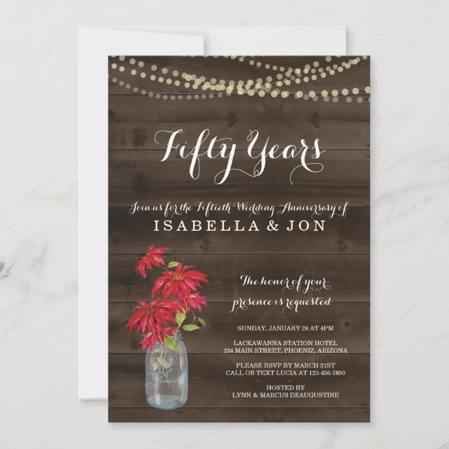Invitation à la fête de Noël Poinsettia (Devant)