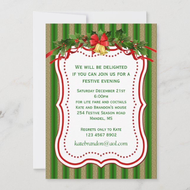 Invitation à la Fête de Noël pour les cloches d'or (Devant)