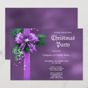 Invitation à la fête de Noël Purple Bow