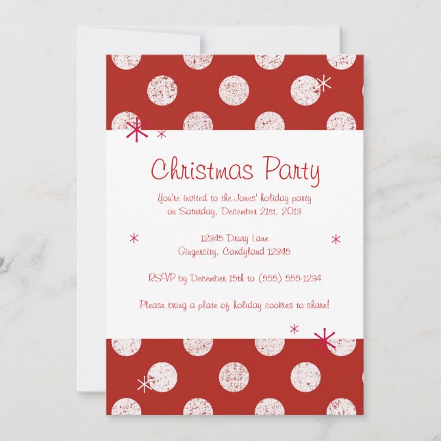 Invitation à la fête de Noël Red Polka Dot (Devant)