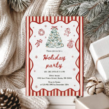 Invitation à la fête de Noël Red Stripe