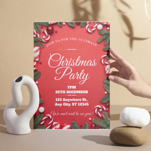 Invitation à la fête de Noël rouge et blanc (Créateur téléchargé)