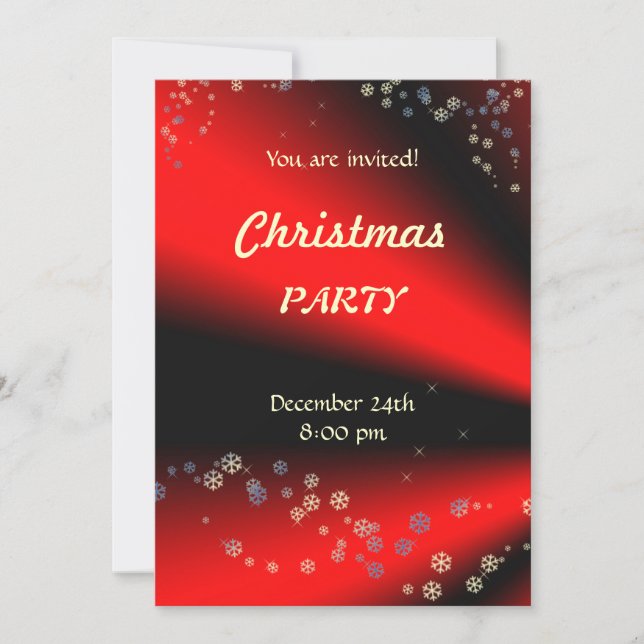 Invitation à la fête de Noël rouge et noir (Devant)