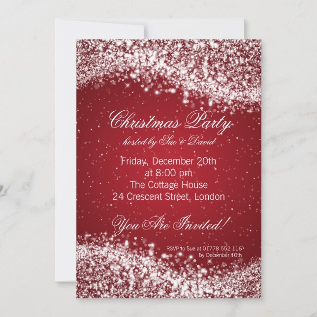 Invitation à la fête de Noël Rouge étincelant (Devant)