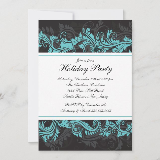 Invitation à la fête de Noël Turquoise (Devant)