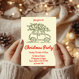 Invitation à la fête de Noël Vintage Car