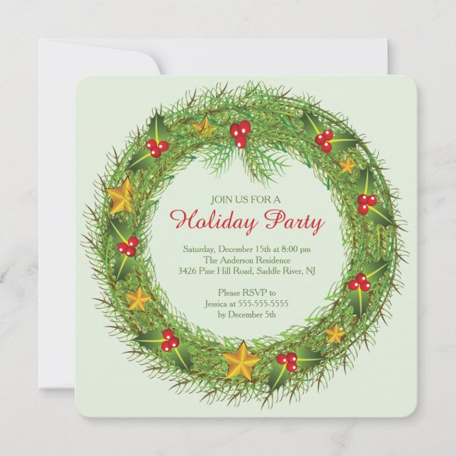 Invitation à la fête de Noël Wreath (Devant)