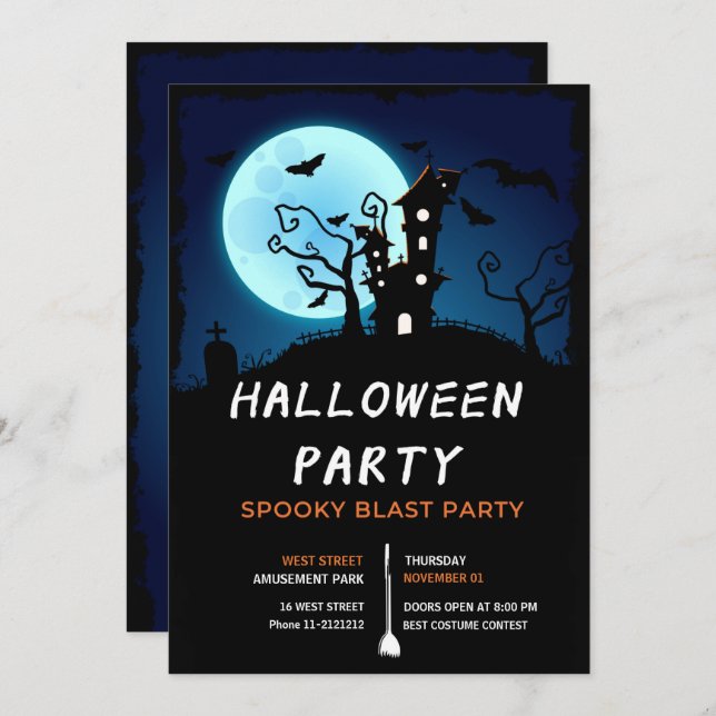 Invitation à la fête de nuit d'Halloween (Devant / Derrière)