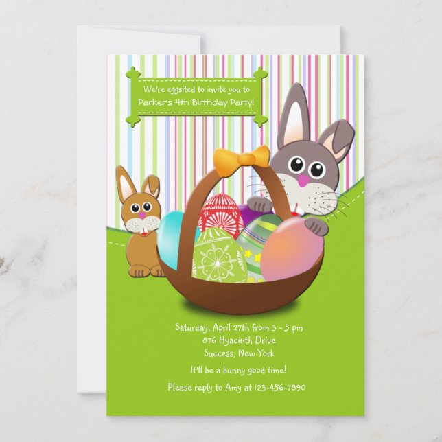 Invitation à la fête de Pâques Bunnies (Devant)