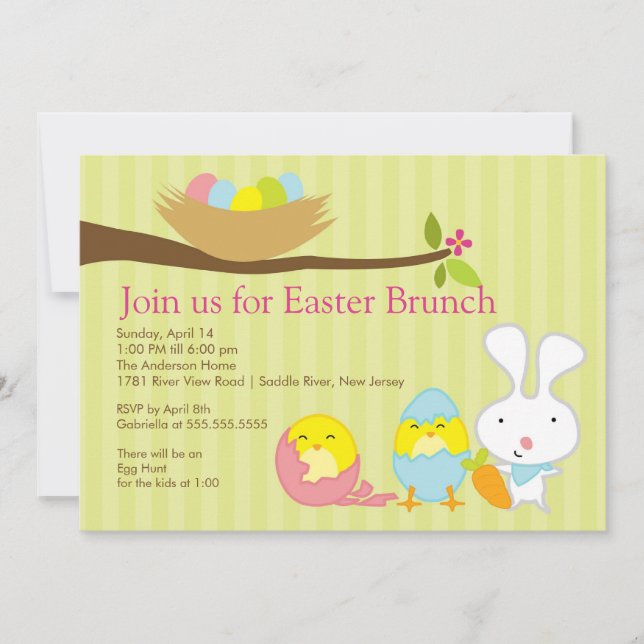 Invitation à la fête de Pâques Bunny (Devant)