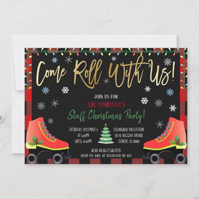 Invitation à la fête de patinage de Noël (Devant)