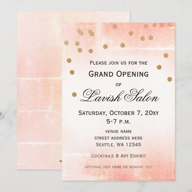 Invitation à la fête de Peach Pink (Devant / Derrière)