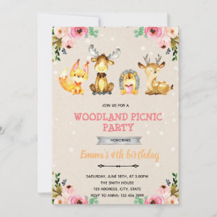Invitation à la fête de pique-nique de la fille de