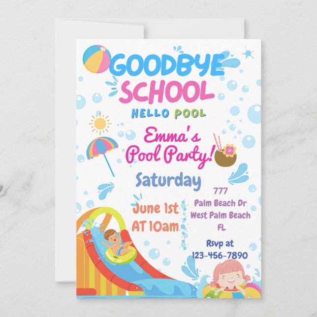 Invitation à la fête de piscine de fin d'année sco (Devant)