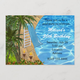 Invitation à la fête de piscine d'été BBQ tropical