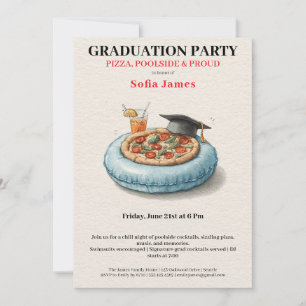 Invitation à la fête de pizza au bord de la piscin