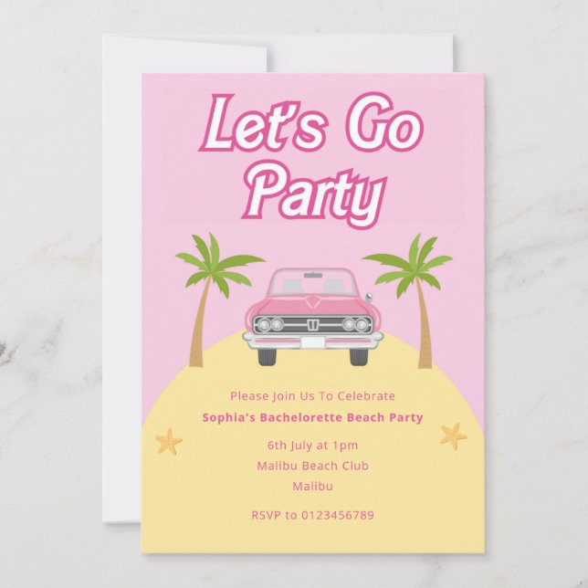Invitation à la fête de plage de Malibu (Devant)