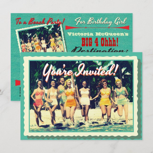 Invitation à la fête de plage du week-end de la fi (Devant / Derrière)