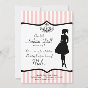 Invitation à la fête de poupée de mode