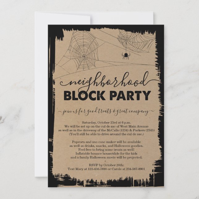 Invitation à la fête de quartier d'Halloween (Devant)