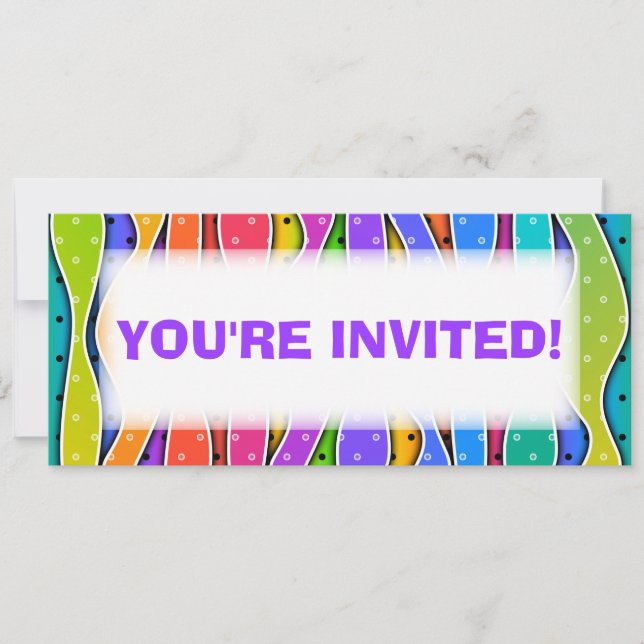 INVITATION À LA FÊTE DE RAINBOW STRIPES SUR MESURE (Devant)