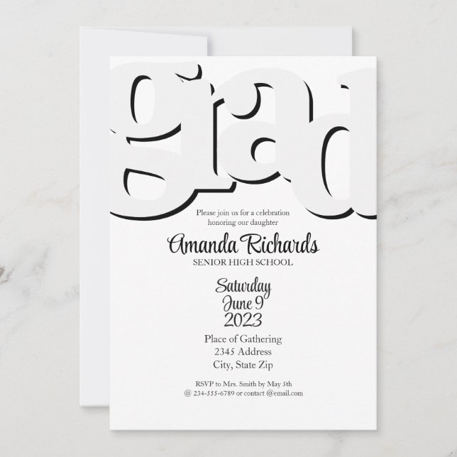 Invitation à la fête de remise de diplôme FUN BOLD (Devant)