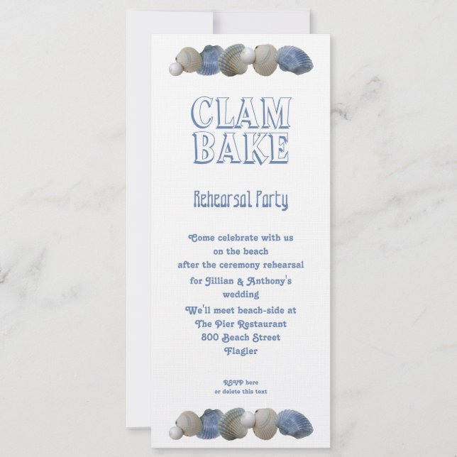Invitation à la fête de répétition Mariage de clam (Devant)